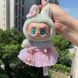 15/17cm Vinyl Plush Doll Clothes Labubu Pendant Lucky Purple Bow Dress Labubu V1/V2/V3 Clothes Accessories