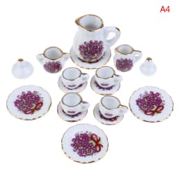 1Set Ceramic 1:6 1:12 Doll House Miniature Porcelain Tea Cup Set Tableware Kitchen Dollhouse Teapot DIY Toys Kid Gift