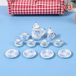 1Set Ceramic 1:6 1:12 Doll House Miniature Porcelain Tea Cup Set Tableware Kitchen Dollhouse Teapot DIY Toys Kid Gift