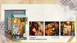 Bookshelf Set DIY Wooden Miniature Doll House Book Nook Kit 3D Puzzle Assembly Building Model With LED Light Dollhouse Gifts
