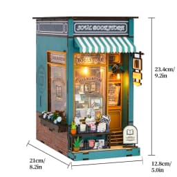 Bookshelf Set DIY Wooden Miniature Doll House Book Nook Kit 3D Puzzle Assembly Building Model With LED Light Dollhouse Gifts