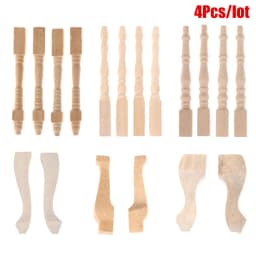 4pcs/lot 1:12 Wooden Dollhouse Table Leg Miniature Furniture Diy Dollhouse Accessories Simulation Table Feet Model Dollhouse Toy