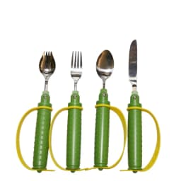Elderly Eating Aids Fork/Spoon Food Grade Stainless Steel with Anti-drop Skid Safe Straps Adjustable Angle Assistive Cutlery Set
