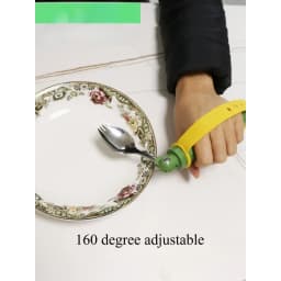 Elderly Eating Aids Fork/Spoon Food Grade Stainless Steel with Anti-drop Skid Safe Straps Adjustable Angle Assistive Cutlery Set