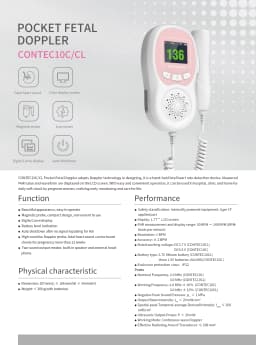 CONTEC10C/CL Water Proof Free Battery Doppler Fetal Pregnant Women Heartbeat Baby Portable Ultrasound Stethoscope No Radiation