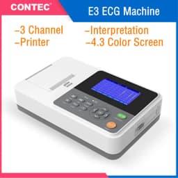 CONTEC E3 ECG Machine 4.3‘’ Colorful HD Display Screen 3 Channel 12 Leads Machine Accurate Measurement Auto-analysis Function