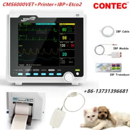 CONTEC Manufacture Veterinary VET Vital Signs Patient Monitor Multi-Parameter Use (Printer, IBP, Etco2,Carrying Bag Optional)