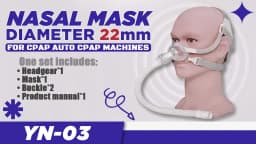 Yuwell YN03 Nasal Mask with Headgear Tube Silicon Gel Cushion for APAP CPAP Machine Sleep Apnea Anti Snoring Wide Field of View