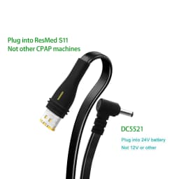 Resmed S11 Battery Cord Cable Plug Supply For ResMed AirSense 11 Machine Travelling on Airplane Train Vehicle Vacation Holiday