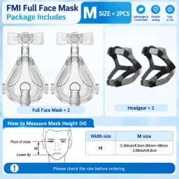 Resoxy FMI CPAP Full Face Mask Adjustable Forehead Double-Layer Medical Silicon Headgear Quick Release for Sleep Apnea Snoring