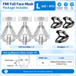 Resoxy FMI CPAP Full Face Mask Adjustable Forehead Double-Layer Medical Silicon Headgear Quick Release for Sleep Apnea Snoring