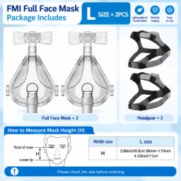 Resoxy FMI CPAP Full Face Mask Adjustable Forehead Double-Layer Medical Silicon Headgear Quick Release for Sleep Apnea Snoring