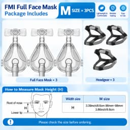Resoxy FMI CPAP Full Face Mask Adjustable Forehead Double-Layer Medical Silicon Headgear Quick Release for Sleep Apnea Snoring