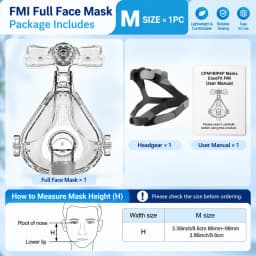 Resoxy FMI CPAP Full Face Mask Adjustable Forehead Double-Layer Medical Silicon Headgear Quick Release for Sleep Apnea Snoring