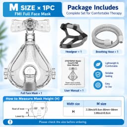 Resoxy FMI CPAP Full Face Mask Adjustable Forehead Double-Layer Medical Silicon Headgear Quick Release for Sleep Apnea Snoring