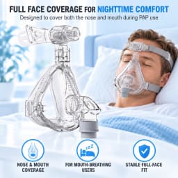 Resoxy FMI CPAP Full Face Mask Adjustable Forehead Double-Layer Medical Silicon Headgear Quick Release for Sleep Apnea Snoring