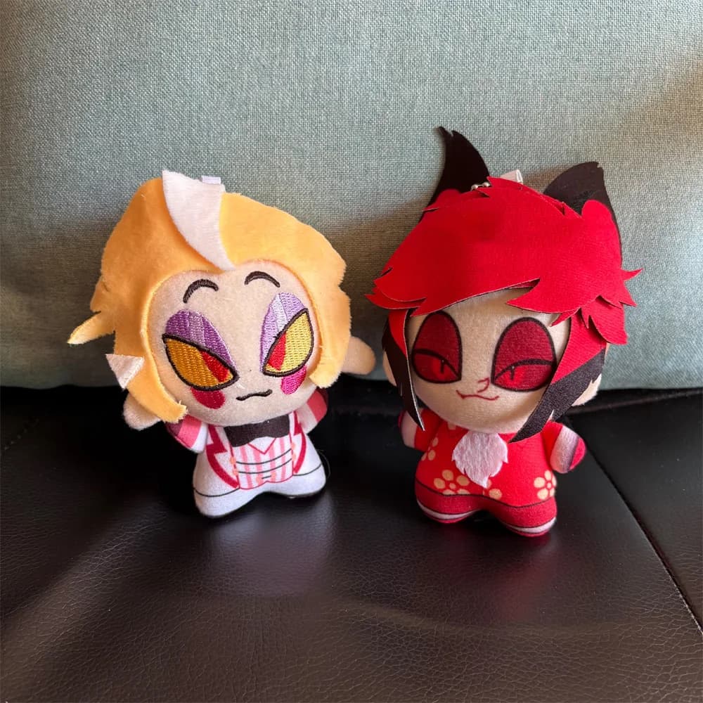 Super Cute 10cm Lovely Anime Animation Red Alastor Lucifer Morningstar Hazbin Hotel Plush Toys Funny Festival Gift Plushie Doll
