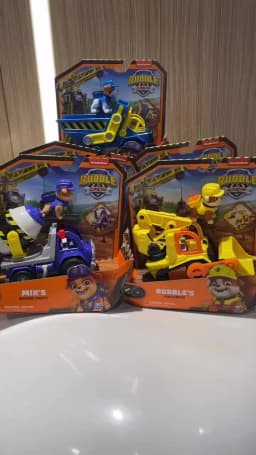 Original PAW Patrol Rubble & Crew Vehicle Truck Toy Motor Wheeler Mix Charger Truck with Collectible Action Figure Kids Toy