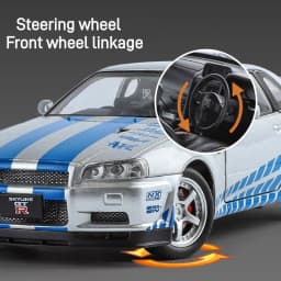1:24 Scale Car Nissan Skyline GTR-R34 Alloy Vehicle Model Diecast Metal Fast&Furious Collectible Childrens Birthday Toy Gifts