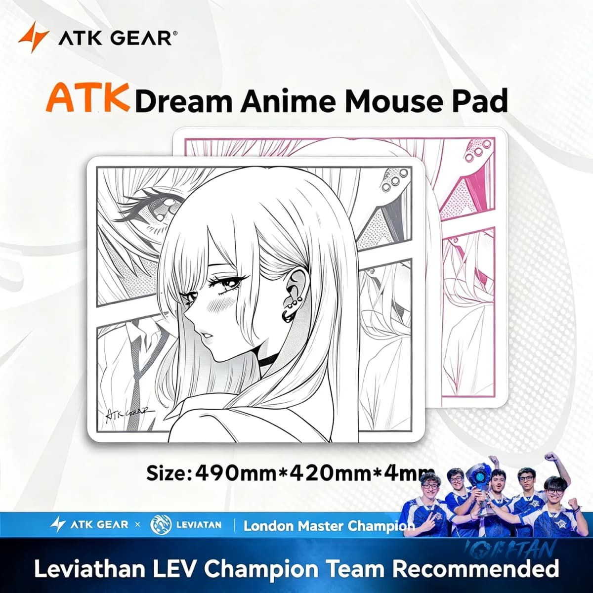 ATK Anime Gaming Mouse Pad FPS Large Neutral Balanced Esports Non-Slip PU Base Sink-Stitched Edges for Valorant Inspired Office