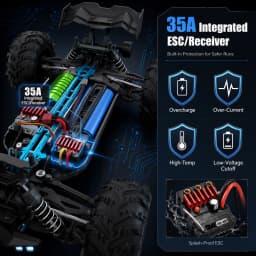 1:16 Brushless RC Car, Hobby Grade 4WD Remote Control Truck with 2840 4000KV Motor, Metal Drivetrain Parts, 2.4GHz 120m Control, LED Lights, Ready to Run Off Road RC Truck