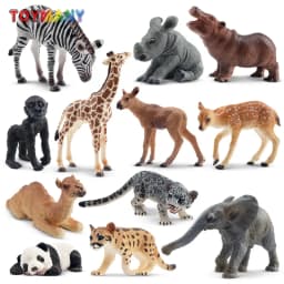 12Pcs Simulation Wildlife Animals Model Toy Mini Figures Dolls Action Figurines Toys for Children Set Gift Cake Decoration