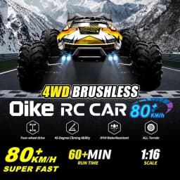 Oike 4WD Super Brushless 80KM or 50KM/H RC Car With LED Remote Control Cars High Speed Drift Racing 4x4 Off Road Buggy Truck Toy