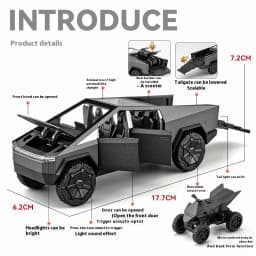 Cyber Truck Pickup Trailer RV Metal Alloy Toy Car Model Die-Casting Off-Road Vehicle Men's Gift Collection Truck Ornaments