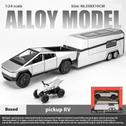 Cyber Truck Pickup Trailer RV Metal Alloy Toy Car Model Die-Casting Off-Road Vehicle Men's Gift Collection Truck Ornaments