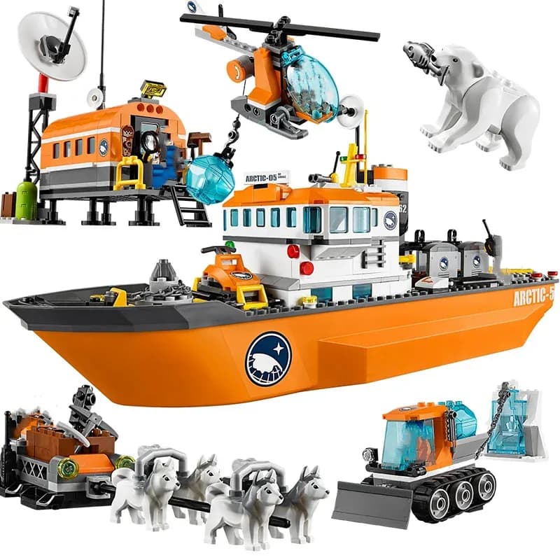717Pcs City Series Arctic Exploration Building Blocks, Giant Ship Model, Kids DIY Assembly Toy, Christmas & Birthday Gifts