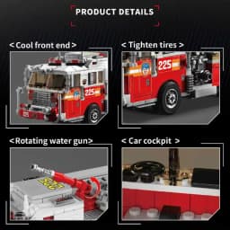 Technical American-style Urban Fire Truck Model Building Blocks MOC City Classic Fire Engine Bricks Toys Gifts For Adult