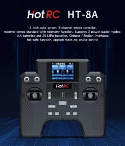 HOTRC HT-8A 2.4G 8CH Transmitter&Receiver HT8A Remote Control with F-08A Receiver for RC Helicopter Aircraft Car Ship Tank Robot