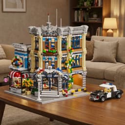 Town Police Station with 6 Figures Modular Buildings Blocks City Center Street View Apartment Store Architecture Brick Model Kit Toy Adults DIY Gift 3111PCS