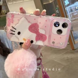 Cartoon character cat phone case suitable for iPhone 17 16 15 Pro Max Air, diamond shock-absorbing silicone protective case gift