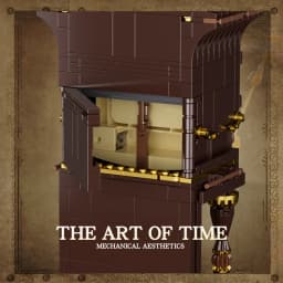 Steampunk Style Mechanical Clock Building Blocks Brown Gold Gear Model Detailed Roman Numerals DIY Toy Collectible Ornament Gift