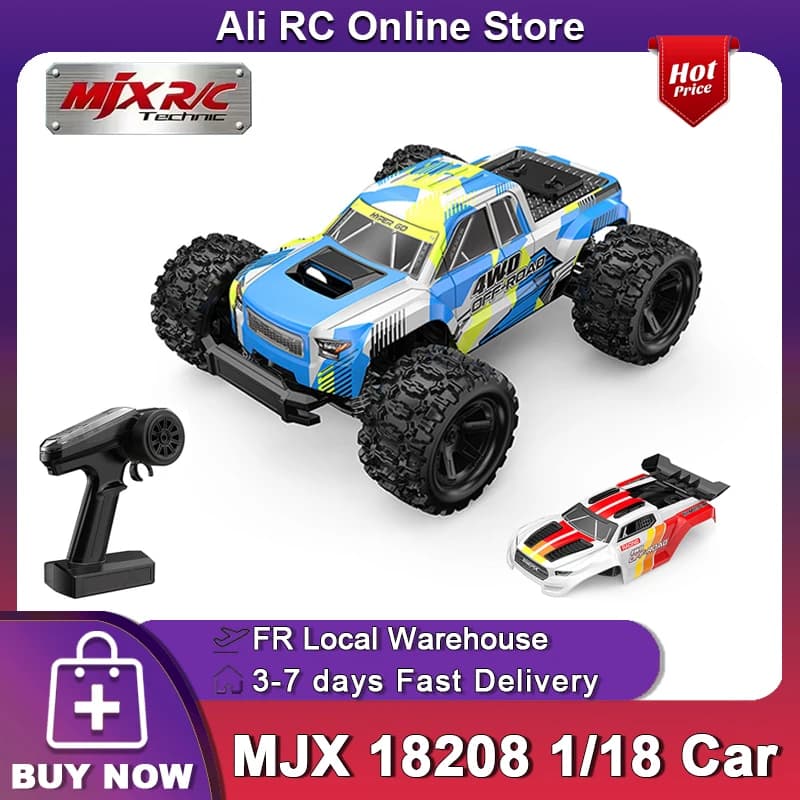MJX HYPER GO 1:18 Mini Monster 18208 RC Car 2.4G Remote Control Dual Shell Dual Battery 30km/h High Speed Monster Truck, Off Road Vehicle 1/18 Toy Car RTR Boy Gift
