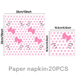 60Pcs Cute Pink Cartoon Cat Birthday Party Decor Plates Cups Napkin Disposable Tableware for Girls Birthday Baby Shower Supplies