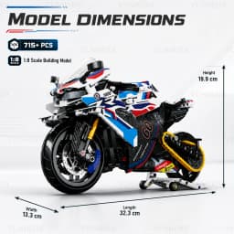 1:8 Motorcycle Building Blocks Model Set 715PCS+ Motorcycle Assembly Educational Toy Adults Collection Christmas Children's Gift