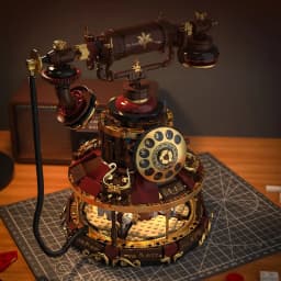 Technical MOC Retro Rotary Dial Telephone Rotating Carousel Building Blocks Vintage Classic Decoration Bricks MOC Toy Adult Gift