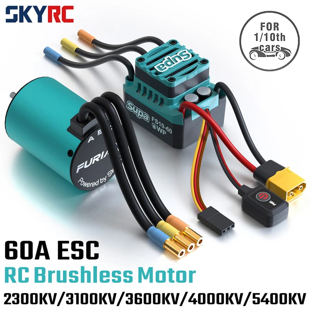 SKYRC Brushless Motor ESC Combo FuriaX Supa 3650 Motor 60A ESC 2-3S LiPo 3.175mm Shaft For 1/10 Touring Buggy Short Course Truck