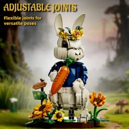 Creative 1258Pcs Pastoral Rabbit Animal Figrues Building Blocks Home Decoration Rural Flowers Rabbit Assemble Toys Birthday Gift
