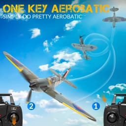 Volantex New Spitfire RC Plane EPP 400mm Wingspan RC Fighter One Key Aerobatic 2.4G 4CH RTF RC Plane