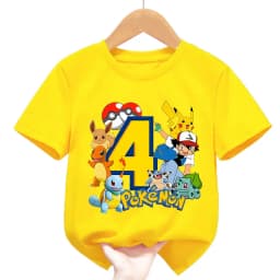  Kids T-shirt Cute Summer Cotton for Pokemon Birthday Number 1-9 Top Kawaii Boy Girl Chase Skye Printed Casual Clothes Gifts