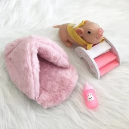 5 Inch Silicone Piglet Soft Cute Mini Realistic Animals with Accessories Lifelike Reborn Newborn Pig Doll Decompression Toy Gift