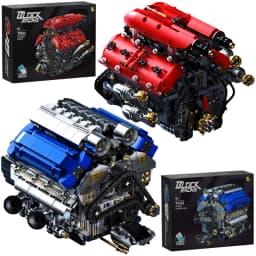 Technical V8 Electrice Driven Engine Building Blocks Simulation Supercar Engine MOC Bricks Science Education Toys Birthday Gift