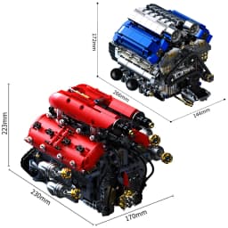 Technical V8 Electrice Driven Engine Building Blocks Simulation Supercar Engine MOC Bricks Science Education Toys Birthday Gift