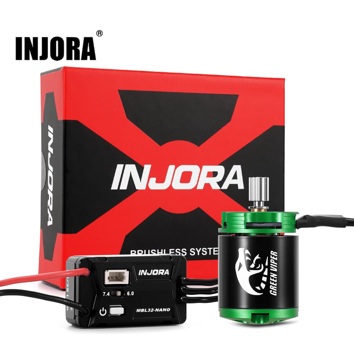 INJORA MBL32-NANO Brushless ESC & 1621 Green Viper Motor 4300KV for 1/30 Axial SCX30