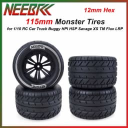 4PCS NEEBRC 115mm Monster Tires 12mm Hex Skidproof Wheel Tyre for 1/10 RC Car Truck Buggy HPI HSP Savage XS TM Flux LRP Parts