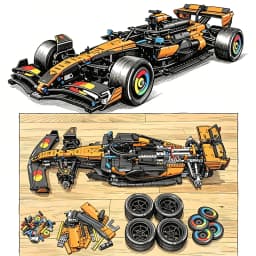 1675PCS Technical Performance Orange MCL39 Racing Car Building Blocks MOC Race Car Model Assembly Toy Birthday Gift for Boys