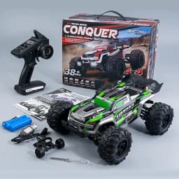 Wltoys Rc Car 1:16 50Km/H High Speed 4Wd Off-Road Monster Truck 2.4Ghz Remote Control Electric Vehicle Rechargeable 7.4V Battery Led Headlights Metal Gears Independent Suspension Hobby Toy for Adults Gift